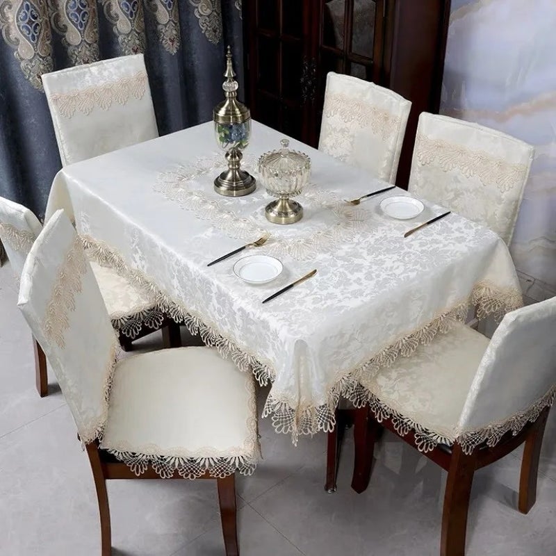 Bluejw New Style Square Jacquard Fabric Embroidery Lace Tablecloth - Image 1